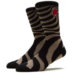 Spitfire Socks Bighead Flame Embroidered Swirl Tan/Black