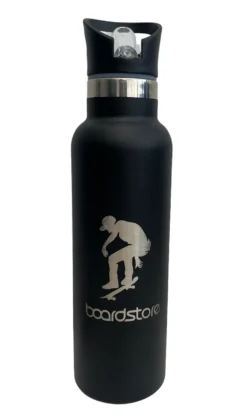 Boardstore Water Bottle Pop Top Insulated Stainless Steel Engraved Logo Black