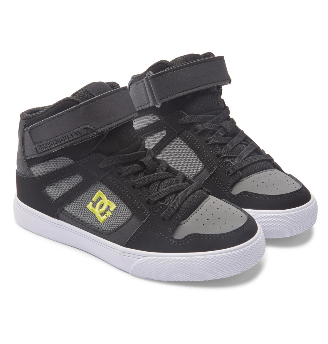 DC Youth Pure High Top Elastic Laces Velcro Black/Lime/Black 2 DC Youth Pure High Top Elastic Laces Velcro Black/Lime/Black - Image 2