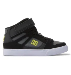 DC Youth Pure High Top Elastic Laces Velcro Black/Lime/Black