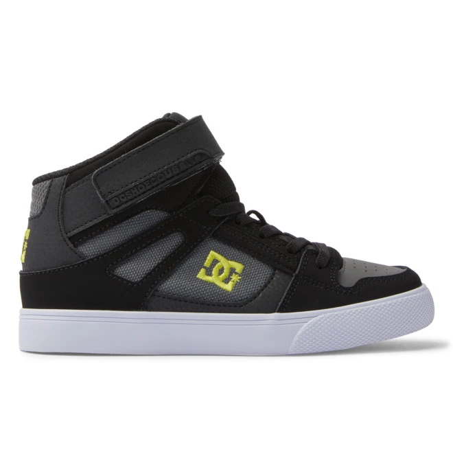 DC Youth Pure High Top Elastic Laces Velcro Black/Lime/Black 1 DC Youth Pure High Top Elastic Laces Velcro Black/Lime/Black