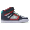 DC Youth Shoes Pure High Top Elastic Laces Velcro Heather Grey/Navy