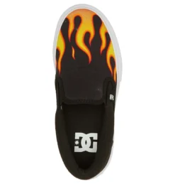 DC Youth Manual Slip-On Black/Flames -Sports Fashion Clothing Store ADBS300369.BFM 2