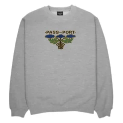 Passport Jumper Emblem Applique Crew Ash Heather