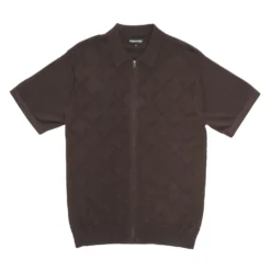 Passport Shirt Brasco SS Knit Zip Chocolate