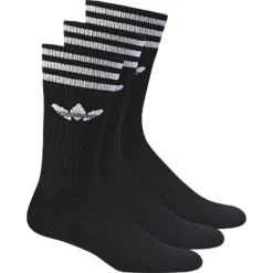 Adidas Youth Socks Solid Crew 3pk Black/White US 10k-12k