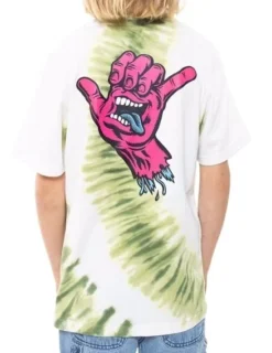 Santa Cruz Youth Tee Shaka Hand Green Tie Dye