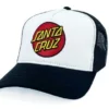 Santa Cruz Youth Hat Classic Dot Embroidery Curved Trucker White/Black