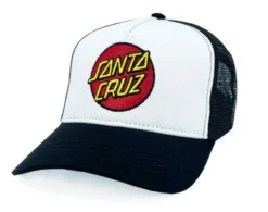 Santa Cruz Youth Hat Classic Dot Embroidery Curved Trucker White/Black