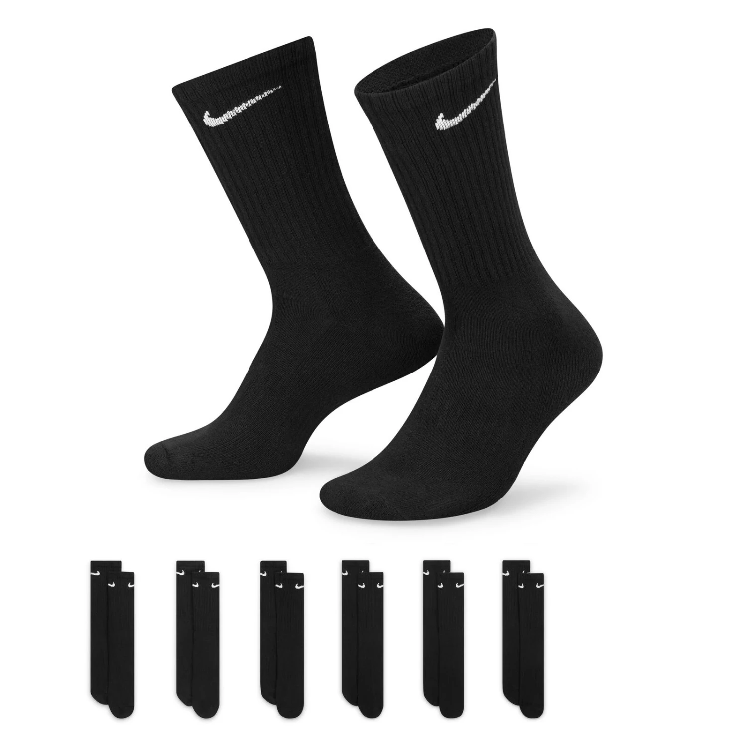Nike SB Socks Crew 6pk Everyday Cush Black US 8-12 2 Nike SB Socks Crew 6pk Everyday Cush Black US 8-12 - Image 2