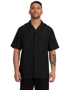 RVCA Shirt SS Black Grounds Washed Black