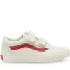 Vans Youth Old Skool Velcro Suede/Canvas Marshmallow/Red