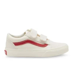 Vans Youth Old Skool Velcro Suede/Canvas Marshmallow/Red