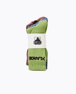 XLARGE Socks 91 Text 3pk Brown/Blue/Green OSFA