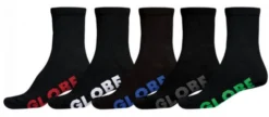 Globe Socks Crew Stealth 5pk Black US 7-11