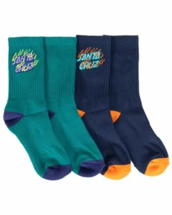 Santa Cruz Youth Socks Inferno Stack 2pk Navy/Green US 2-8