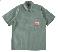 Theories X Ace Zip Work Shirt Stamp Dark Green White Stripe